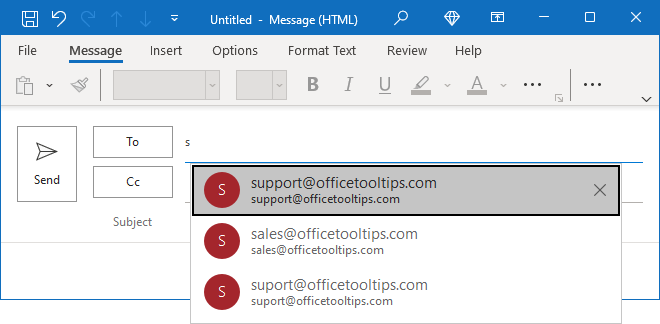 New message in Outlook 365