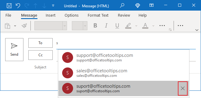 Remove from AutoComplete list in Outlook for Microsoft 365 Remove from AutoComplete list in Outlook 365