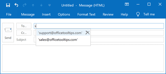 AutoComplete list in Outlook 2016