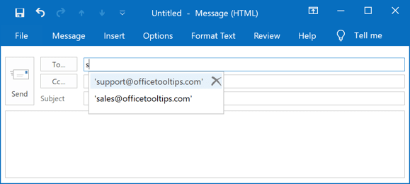 AutoComplete list in Outlook 2016 AutoComplete list in Outlook 2016