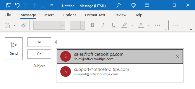 New entries in AutoComplete list Outlook for Microsoft 365 New entries in AutoComplete list Outlook 365