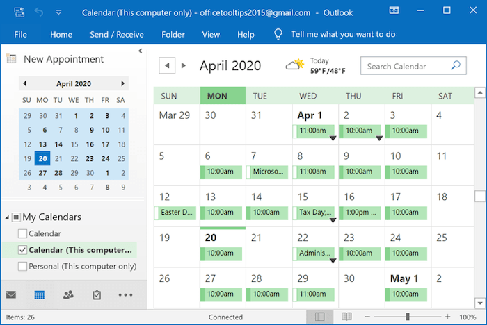 microsoft outlook 2016 calendar