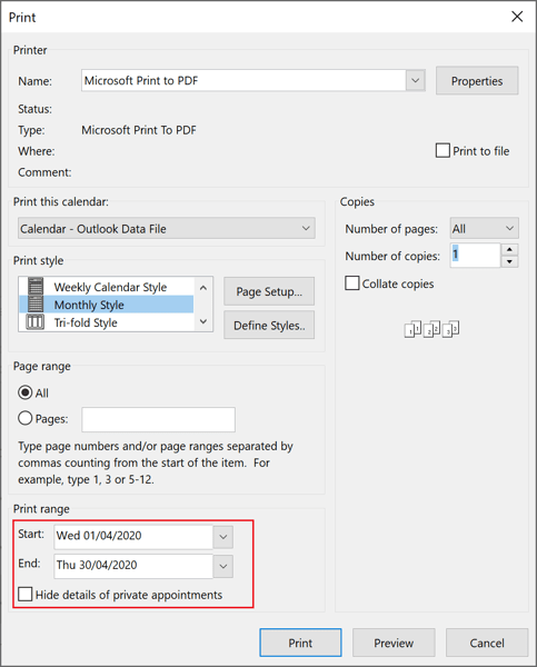 share private appointment outlook calendar