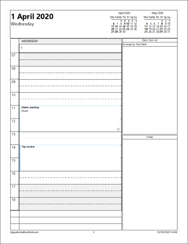 Daily Style of Calendar in Outlook 365