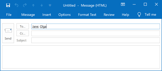 Addresses using commas as separators in Outlook 2016