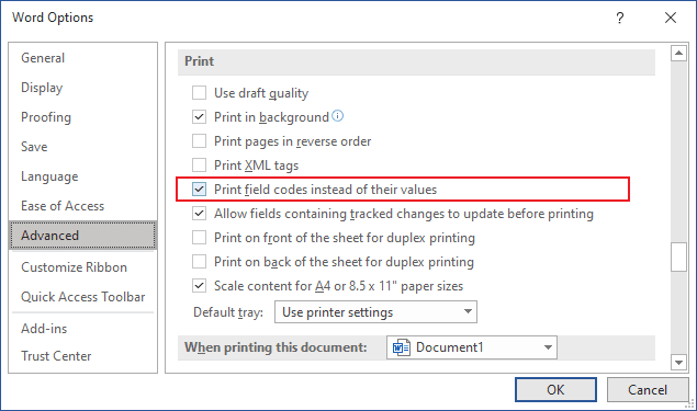 Word for Microsoft 365 Options dialog box Word 365 Options dialog box