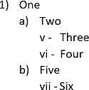 Example of Restart list after in Word 365