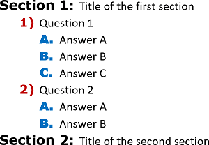 Example of The multilevel list with options in the third level in Word 365