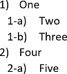 Example of Include the number from the previous level in Word 365