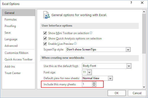Number of sheets in Excel 2016 Number of sheets in Excel 2016