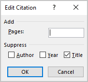 Edit Citation dialog box in Word 365