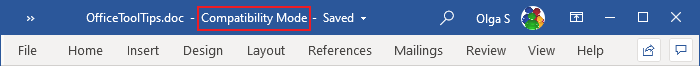 Compatibility Mode in Word 365