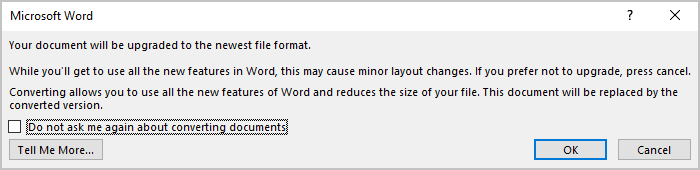 Microsoft Word 365 Message