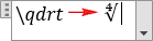 Fourth root symbol, fourth sign in equation Word 365