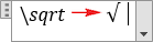 Square root symbol, radical sign in equation Word 365