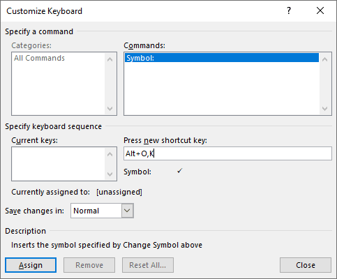 Customize Keyboard in Symbols Word 2016