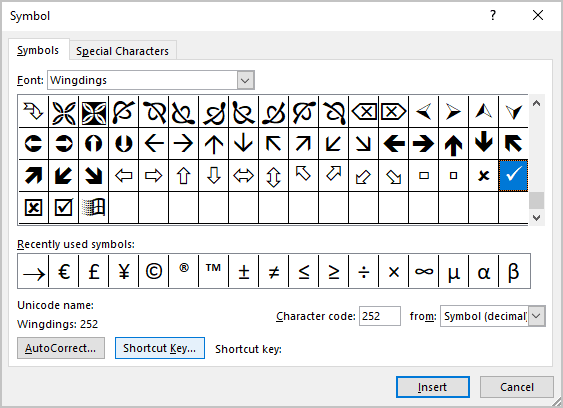 Four X cross ✗ choices in Word, Excel, PowerPoint and Outlook