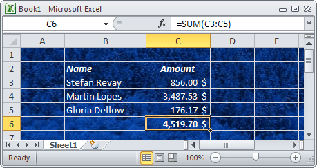 background in Excel 2010 spreadsheet