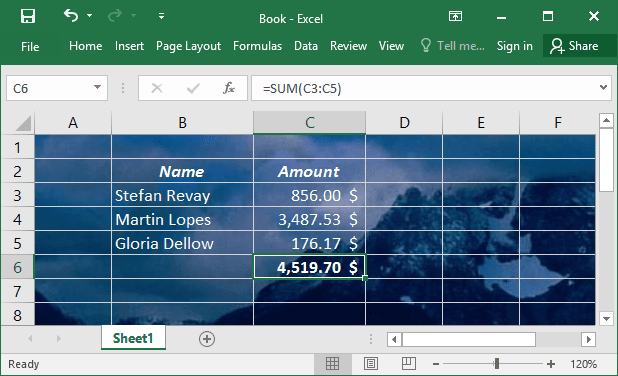 Adding a background image to the spreadsheet - Microsoft Excel 2016