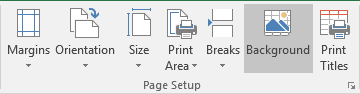 Page Setup group in Excel 2016