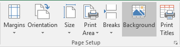 Page Setup group in Excel 2016 Page Setup group in Excel 2016