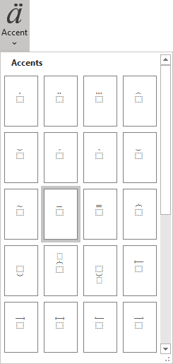 Bar in Accent Equation Word for Microsoft 365 Bar in Accent Equation Word 365