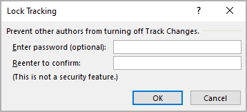 Lock Tracking password in Word for Microsoft 365 Lock Tracking password in Word 365