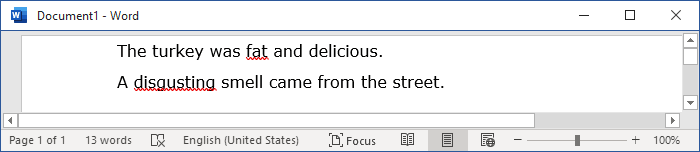 Document with spelling exclusion list in Word 365