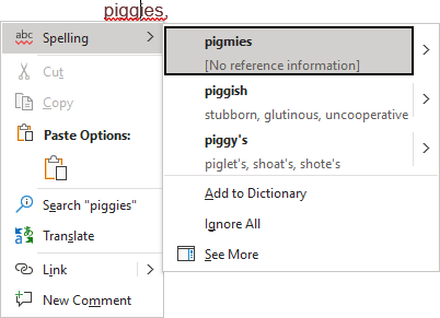 Spelling error in Word 365