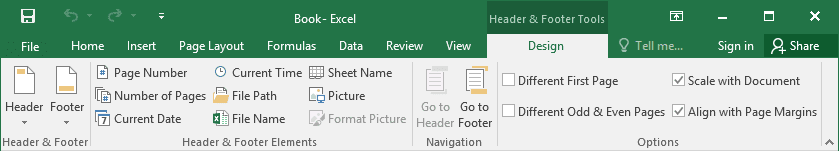 adding-a-header-and-footer-to-the-worksheet-microsoft-excel-2016