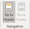 Go to Header button in Excel 365