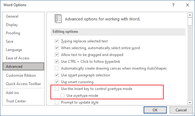 Editing options in Word 365 Editing options in Word for Microsoft 365
