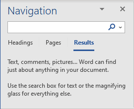 Navigation pane in Word 365