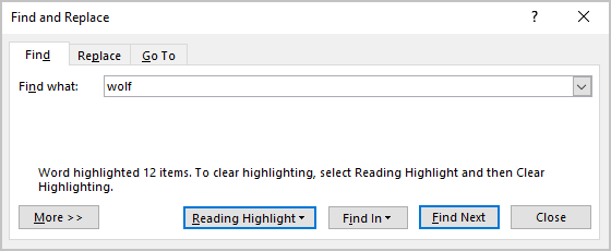 Example of Find and Replace in Word for Microsoft 365 Example of Find and Replace in Word 365