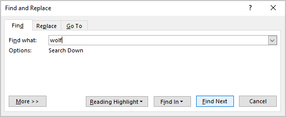 Find next in Find and Replace dialog box Word for Microsoft 365 Find next in Find and Replace dialog box Word 365