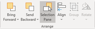 Selection Pane in Arrange group in Excel 365