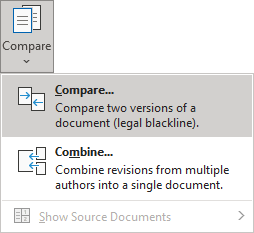 Compare two versions of a document in Word 365