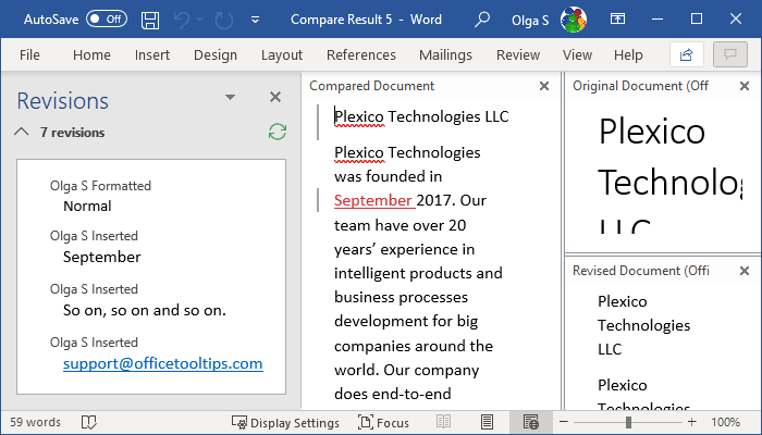 Compare results in Word for Microsoft 365 Compare results in Word 365