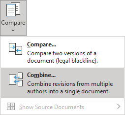 Compare revisions from multiple authors in Word 365