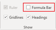Formula bar option in Excel 365