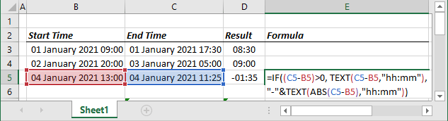 Example of negative time 1900 date system in Excel 365