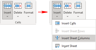 Insert Sheet Columns in Excel 365