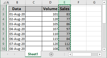 Move a column in Excel 365