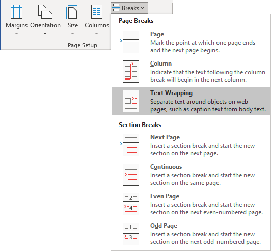 Line Breaks in Word 365