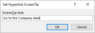 Set Hyperlink ScreenTip dialog box in Word 365