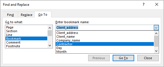 Find and Replace dialog box in Word 365