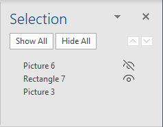 Selection pane in Word 365