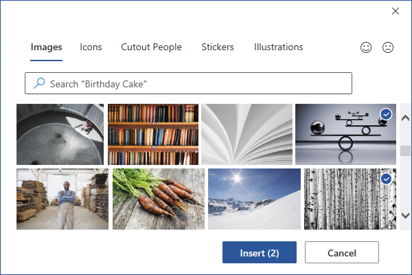 Stock Images in Word 365