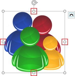 Side sizing handles in Word 365