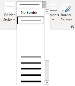 Table - Line Style in Word 365